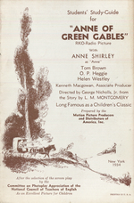 Students' Study Guide for "Anne of Green Gables" RKO-Radio Picture 